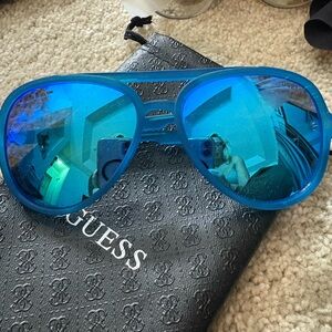 Guess Vibrant Blue Aviator Sunglasses